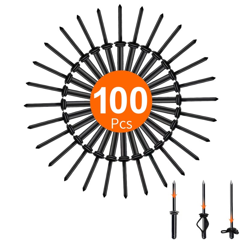 HLOGREE 3/16"" x 1"" Tri Grip Rivets - 100PCS - Tri-fold Marine Decorative Pop Rivets with Waterproof O Rings,Tri-Grip Rivets for Boat Canoe,Aluminum Blind Rivets Tri Grip Boat Kayak Rivets,Trifold Rivets - Image 1